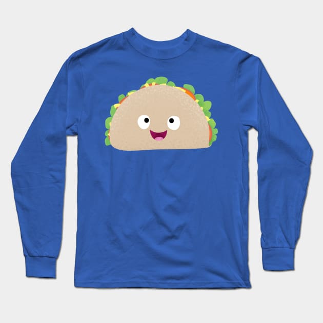 Cute happy smiling taco cartoon illustration Long Sleeve T-Shirt by FrogFactory